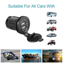 Dual USB Car Phone Charger 5V 2.1A USB Auto Socket Charge LED Lights Cigarette Lighter Waterproof 12V Charger Accessories