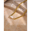 Yhpup Stainless Steel Natural Pearl Necklace Luxury Jewelry Real Golden Texture for Women Charm Metal цепочка на шею женская