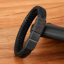 XQNI Handmade Rope Winding Stainless Steel Men's Leather Bracelet Multi-size Multi-color Selection Men's Classic Custom DIY Size