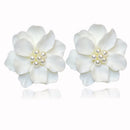 Fashion Korean Big Resin Flower Stud Earrings for Women Vintage Acrylic Pearl Love Pending Earring 2024 Fashion Jewelry Brincos