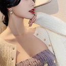 Hot Trendy Cute Heart Earrings Fashion Jewelry White Green Asymmetry Heart Drop Earrings For Women Korean Statement Earrings