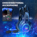 Gaming Headset With Microphone, Demon Cute Cat Ear Noise Reduction Headphones Pink/Black 7.1 For PC Switch PS4 New Xbox