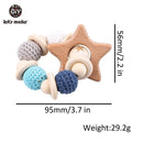 Let's Make Wooden Rattle Teether Baby Toys Engraved Wood Beads Hexagon Teether Silicone Beads 12Mm Tiny Rod Baby Crib Rattle
