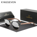 KINGSEVEN 手工制作 2022 黑胡桃木太阳镜 男士偏光 UV400 防护 半框复古眼镜 女士 Oculos