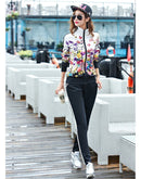 Women's Casual Sports Suits 2022 Spring Print Jacket+Lenght Pants Two Sets Lady Sportswear Suit Tracksuits Set 2PCS 6XL W03