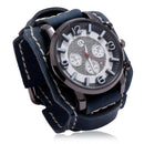 New Retro Mens Watches Genuine Leather Wide Watchband Wristwatch Fashion Punk Style Quartz Watch For Men 2023 Cowhide Bangles