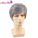Amir Synthetic Men' Wigs Brown Short Straight Grey Hair Wigs Black Blonde Wig for Men Brown Gray Wig Natural wave