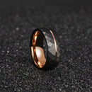 Tigrade 4mm 6mm 8mm Black Tungsten Rings for Men Women Thin Rose Gold Groove Hammered Wedding Band Ring Comfort Fit Size 5-14