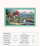 悠闲小屋风景图案 11CT 14CT 十字绣套装 DIY 十字绣工具包 刺绣针线活 家居装饰