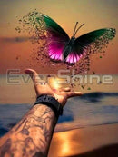 Evershine Diamond Embroidery Butterfly Cross Stitch Full Square Round Diamond Painting Hand Rhinestones Pictures Handicrafts