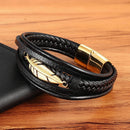 XQNI Multi-layer Leather Combination Small Accessories Simple Style Men's Stainless Steel Leather Bracelet Classic Gift Big Sale