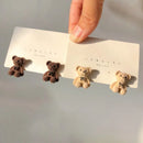 Bear Earrings for Women Girls 2023 Fashion Korea Silver Needle Autumn and Winter Earrings Cute Flocking Rabbit Ear Studs Jewelry