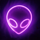 霓虹灯外星人脸形壁挂灯，适用于家庭儿童房，飞碟夜灯，圣诞派对节日艺术装饰