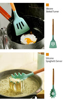 The Atelier | Non-Stick Silicone Kitchen Utensil Set with Wooden Handles