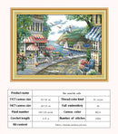悠闲小屋风景图案 11CT 14CT 十字绣套装 DIY 十字绣工具包 刺绣针线活 家居装饰