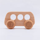 4Pcs Custom Wooden Toys Montessori Educational Beech Wood Car Children Cartoon Car Toy Baby Wood Gift For 2-6 Years Old Kids
