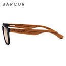 BARCUR Natural Zebra Wood Sun Glasses Polarized Sunglasses Wood Rectangle Mirror Lens Driving UV400 Men Women Eyewear