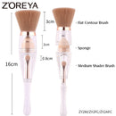 Zoreya 旅行三合一化妆柔软多功能便携式化妆刷斜角海绵眉眼影粉饼刷化妆品