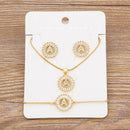 Hot Sale 26 Letters Jewelry Sets Necklace+Earrings+Bracelet For Women Initial Alphabet Charm Copper Zircon Party Wedding Gift