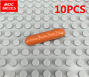 MOC Bricks Food Cookie Bone Pretzel Bagel Biscuits Waffle Chips Hot Dog Bread Pizza Milk Educational Building Blocks Kids Toys