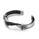 Kalen Men's Stainless Steel Leather Zircon Fashion Bracelet Twisted Surface Shape Accessories