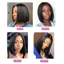 HairUGo – perruque Bob Lace Closure Wig Remy brésilienne naturelle, cheveux courts lisses, 13*1 T, 4x4, pre-plucked, pour femmes