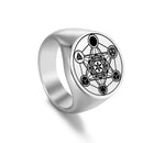 Dawapara Metatron Cube Ring for Men Women Stainless Steel Angel Seal Archangel Metatron Sacred Geometry Ring Protection Amulet