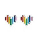 New Arrivals Cute Rainbow Hearts Jewelry For Women Girl Enamel Tiny 925 Sterling Silver Fashion Fine Stud Earrings Bijoux