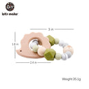 Let's Make Wooden Rattle Teether Baby Toys Engraved Wood Beads Hexagon Teether Silicone Beads 12Mm Tiny Rod Baby Crib Rattle