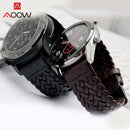 20mm 22mm 24mm Braided Genuine Leather Strap Quick Release Men Women Replacement Bracelet Belt Wrist Band for Smart Watch Brown