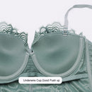 Sexy Shapewear Set Women Push Up Half Padded Cup Underwired Floral Pattern Lingerie Set Women Bodysuits Sage Green
