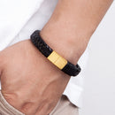 XQNI Handmade Rope Winding Stainless Steel Men's Leather Bracelet Multi-size Multi-color Selection Men's Classic Custom DIY Size
