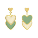 Hot Trendy Cute Heart Earrings Fashion Jewelry White Green Asymmetry Heart Drop Earrings For Women Korean Statement Earrings