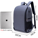 Photo Shoulders Backpack Waterproof Nylon Case fit 15.6" Laptop Bag w USB Port for Canon Nikon Sony SLR Photography Lens Tripod