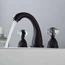 Gold Faucets Bathroom Golden Widespread Faucet Double Cystal Handle Three Hole Wash Basin Tap Hot Cold Mixer ELF1516G