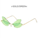2022 Vintage Dragonfly Wings Sunglasses Fashion Rimless Women Clear Lens Eyewear Men Pink Sun Glasses UV400 Eyewear Female