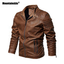 Mountainskin 男士皮夹克 冬秋男士摩托车PU外套 保暖时尚修身男式品牌服装 SA812