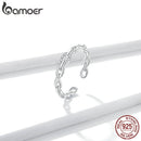 bamoer Genuine 925 Sterling Silver Geometric Chain Ring Finger Rings for Women Wedding Band Engagement Statement Jewelry BSR145
