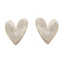 Simple Temperament Metal Enamle Love Heart Clip Earrings Women Trendy Lady Retro White Big Heart Shaped Clip Earring No Piercing