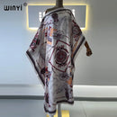 Africa Fashion Blogger Recommend Popular printed Silk Kaftan Maxi dresses Loose Summer Beach Bohemian kaftan long dress for lady