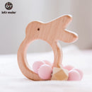 Let's Make Wooden Rattle Teether Baby Toys Engraved Wood Beads Hexagon Teether Silicone Beads 12Mm Tiny Rod Baby Crib Rattle