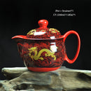 Retro Chinese Kung Fu Ceramic Teapot with Strainer Handmade Dragon Flower Puer Tea Pot 350ml Porcelain Samovar Kungfu Teaware