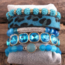 RH Fashion leopard Leather Bracelet Set 5pc Handmade Natural Stone Female Femme Bracelets Sets For Women Jewelry DropShipping