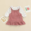 Infant Baby Girls Suit, Spring Autumn Long Sleeve Floral Printed Romper Tops+Solid Color Ruffled Dress