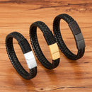 XQNI Handmade Rope Winding Stainless Steel Men's Leather Bracelet Multi-size Multi-color Selection Men's Classic Custom DIY Size
