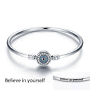 BISAER 925 Sterling Silver Demon Eye Bracelets Blue Evil Eyes Bangles Pave Setting Zircon 17-21CM for Women Party Fine Jewelry