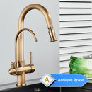 The Twofold Tap | Rozin 2-in-1 Filtered Kitchen Faucet in Antique Brass