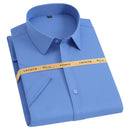 Summer Short Sleeve Men's Slight Strech Bamboo Fiber Shirts Without Pocket Standard-fit Formal Business Solid Basic Dress Shirt