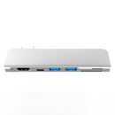 USB 3.1 Type-C 集线器转 HDMI 适配器 4K Thunderbolt 3 USB C 集线器，带 Hub 3.0 TF SD 读卡器插槽 PD 适用于 MacBook Pro/Air 2018 - 2020