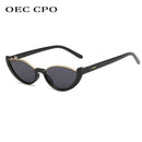 OEC CPO Small Frames Cat Eye Sunglasses Women Rivet Vintage Shades Sun Glasses Female Fashion Eyeglasses Retro Eyewear UV400